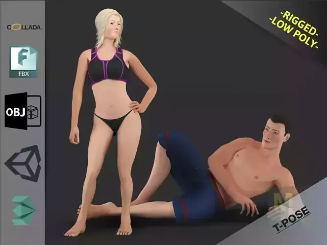 White People Pack Low-poly 3D model