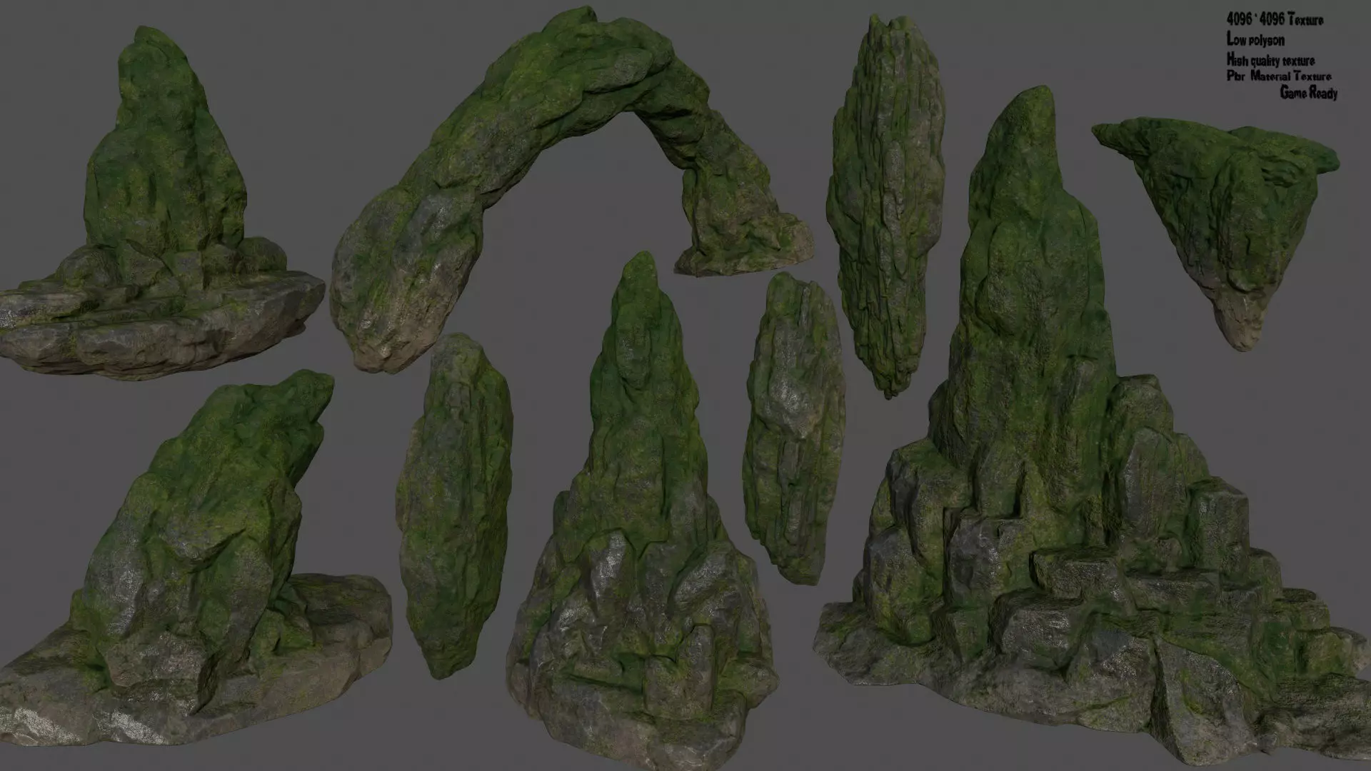 forest rocks set 1 Low-poly 3D model_0