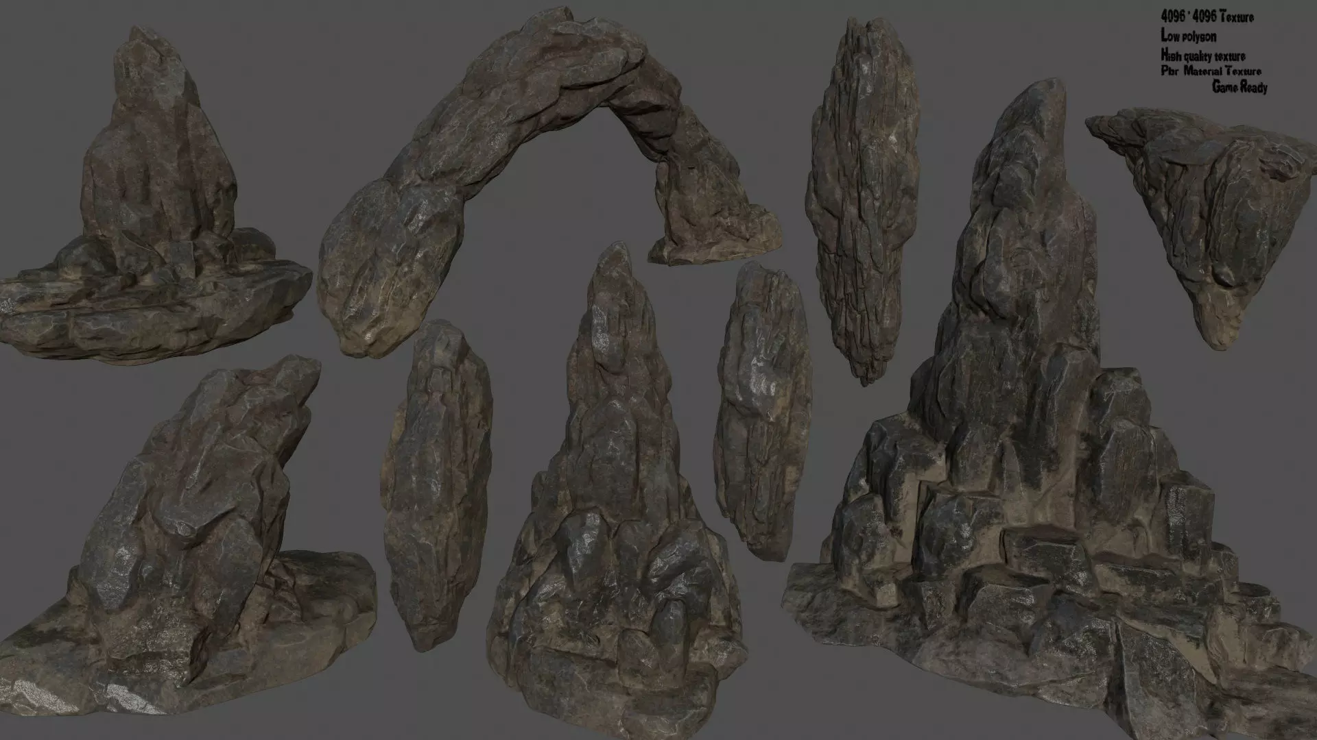 desert rocks set 3D model_0