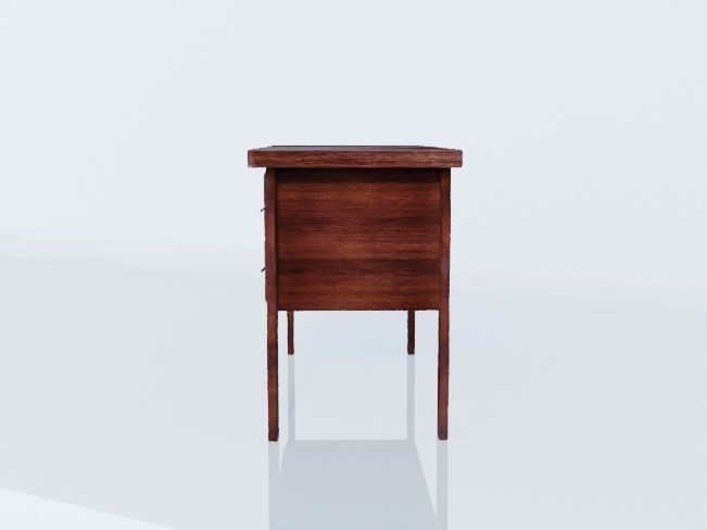 Writing Desk Rustic Wood 3D model_3