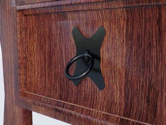 Writing Desk Rustic Wood 3D model_15