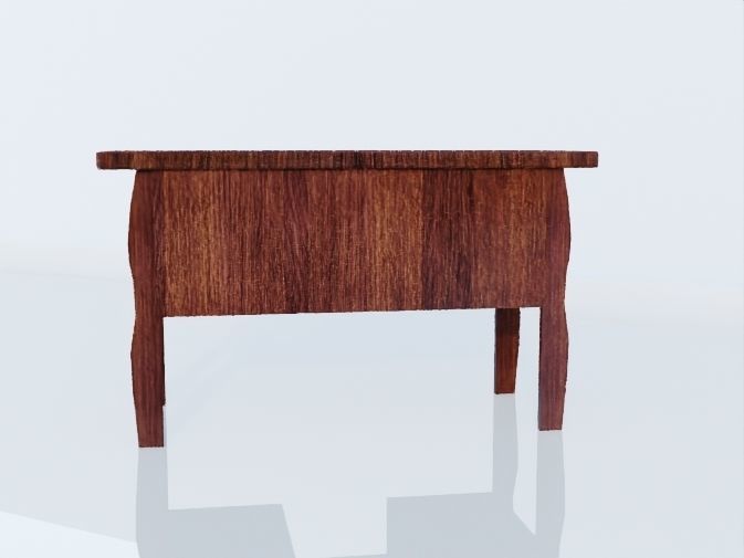 Writing Desk Rustic Wood 3D model_7