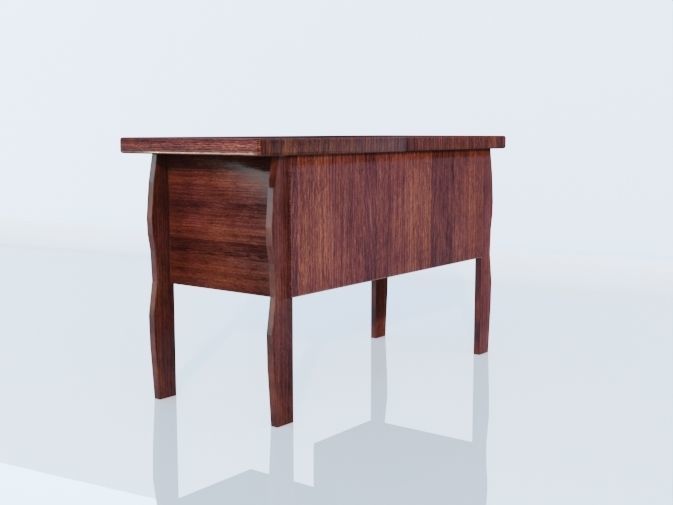 Writing Desk Rustic Wood 3D model_5