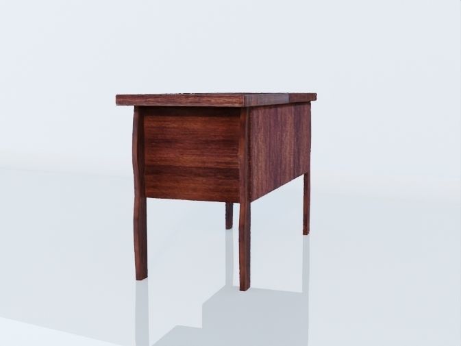 Writing Desk Rustic Wood 3D model_4