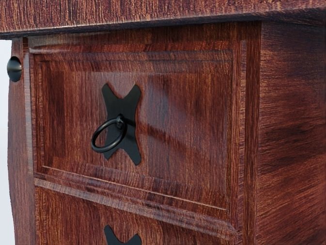 Writing Desk Rustic Wood 3D model_16