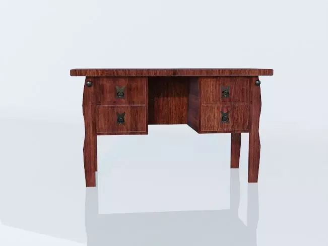 Writing Desk Rustic Wood 3D model_0