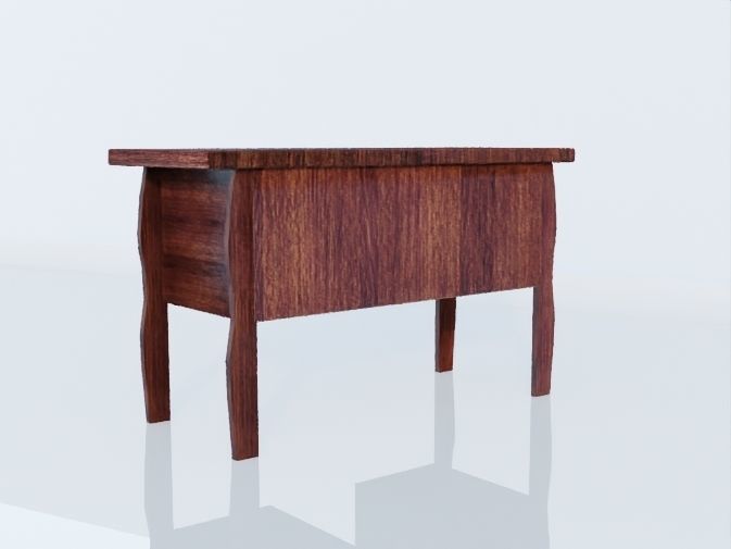 Writing Desk Rustic Wood 3D model_6