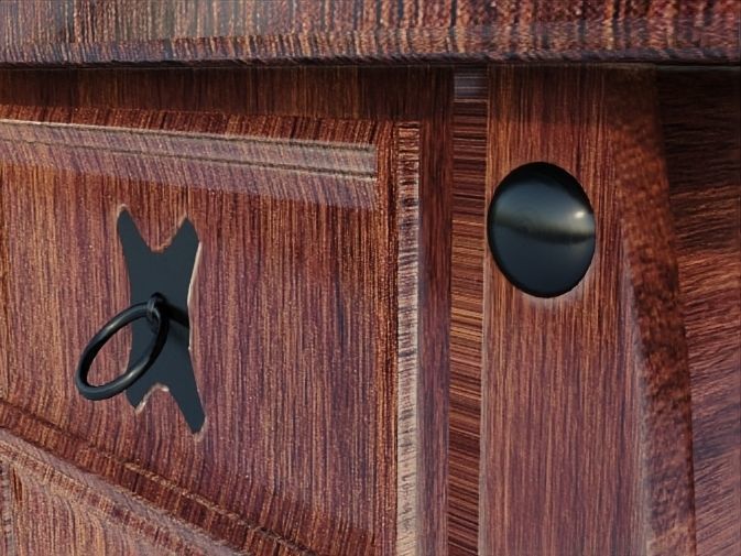 Writing Desk Rustic Wood 3D model_18