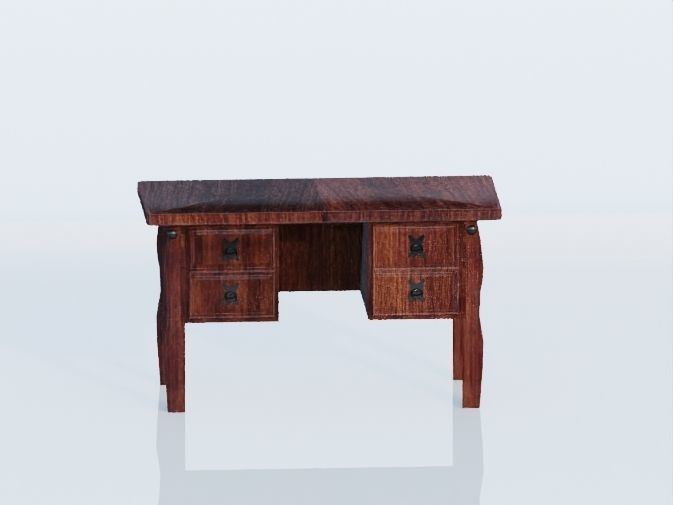 Writing Desk Rustic Wood 3D model_19