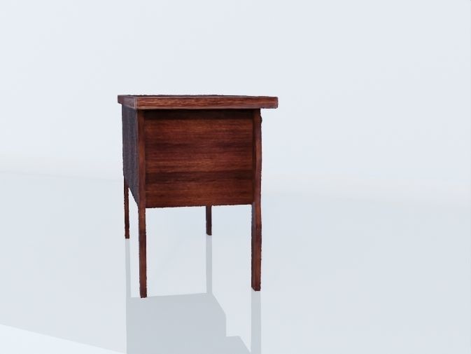 Writing Desk Rustic Wood 3D model_9