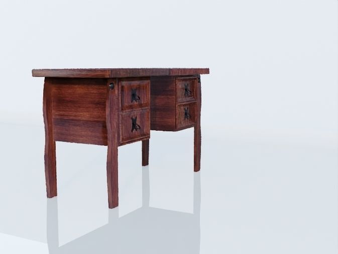 Writing Desk Rustic Wood 3D model_10
