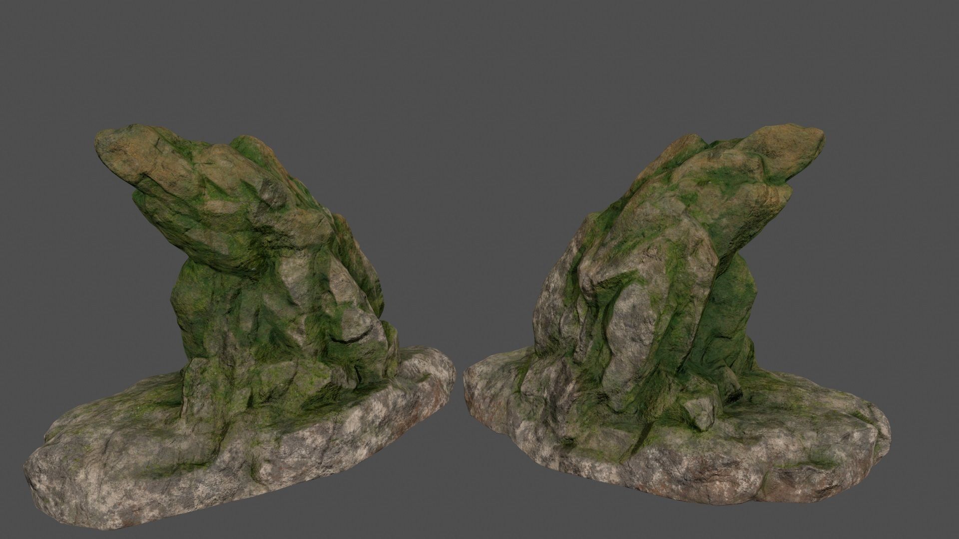 mossy rocks set 3D model_8