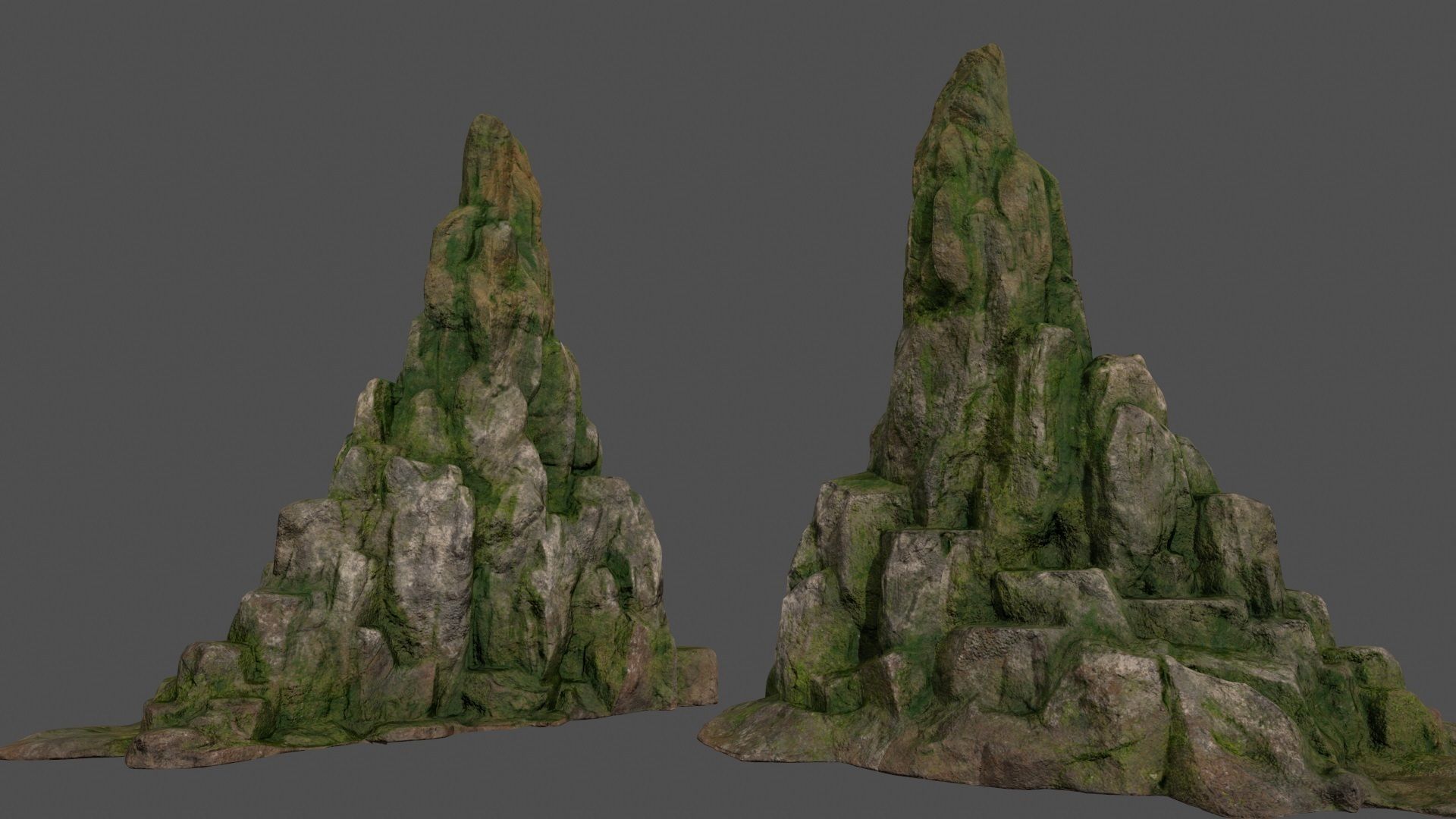 mossy rocks set 3D model_2