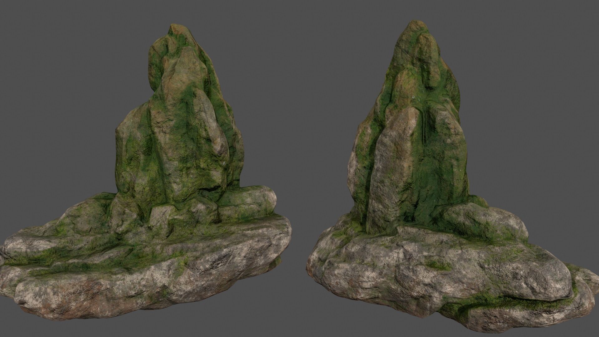 mossy rocks set 3D model_5