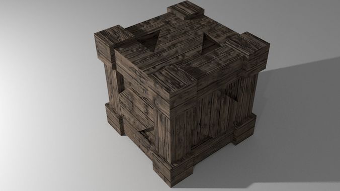 OLD STYLE WOODEN BOX Low-poly 3D model