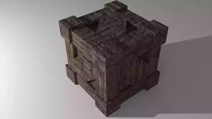 OLD STYLE WOODEN BOX Low-poly 3D model