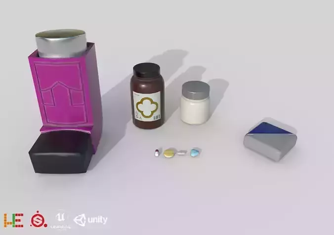 HIE Game Ready Medecine Set D180302 Low-poly 3D model