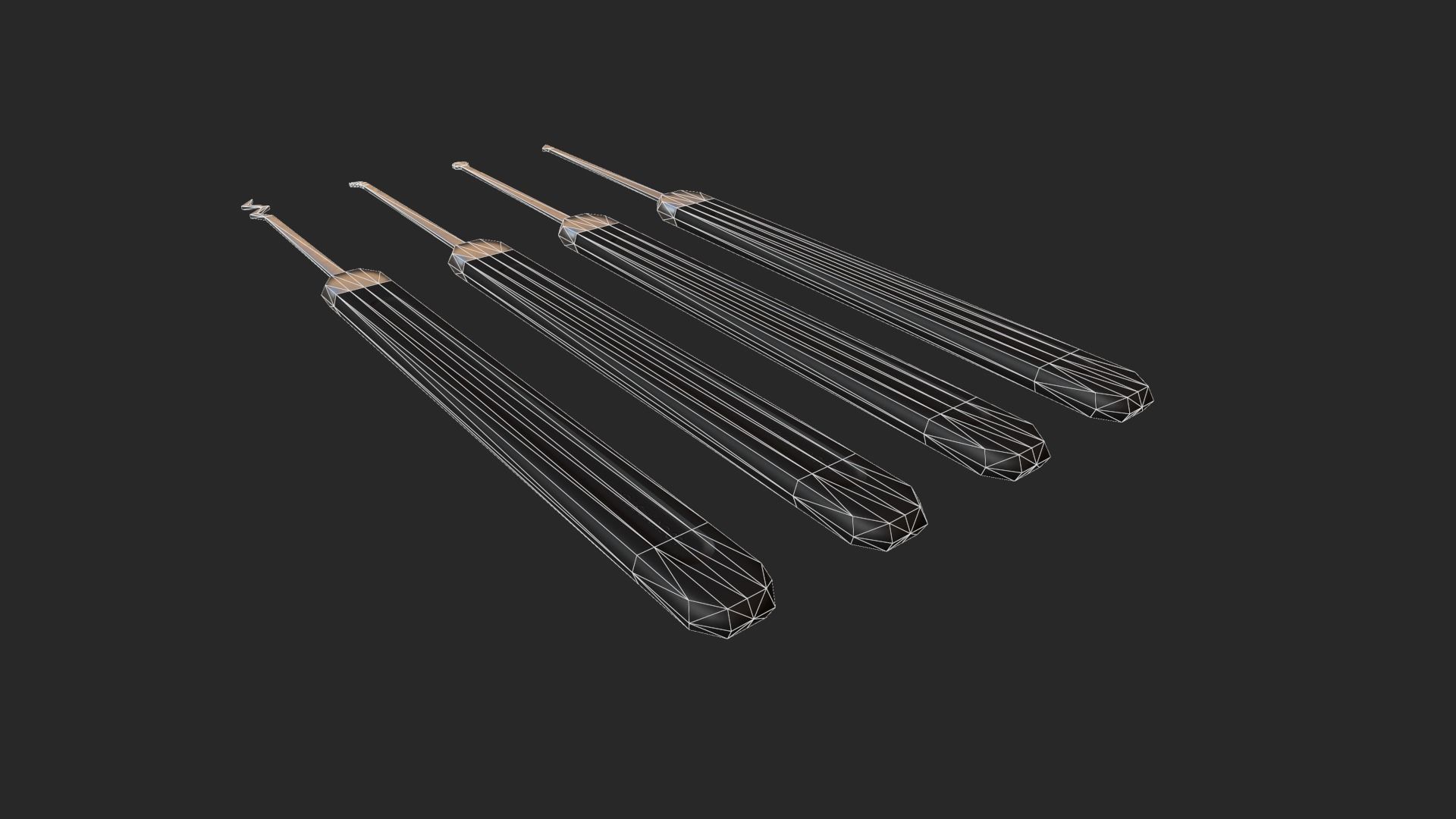 Lockpick set - PBR - lowpoly of tools Low-poly 3D model_3
