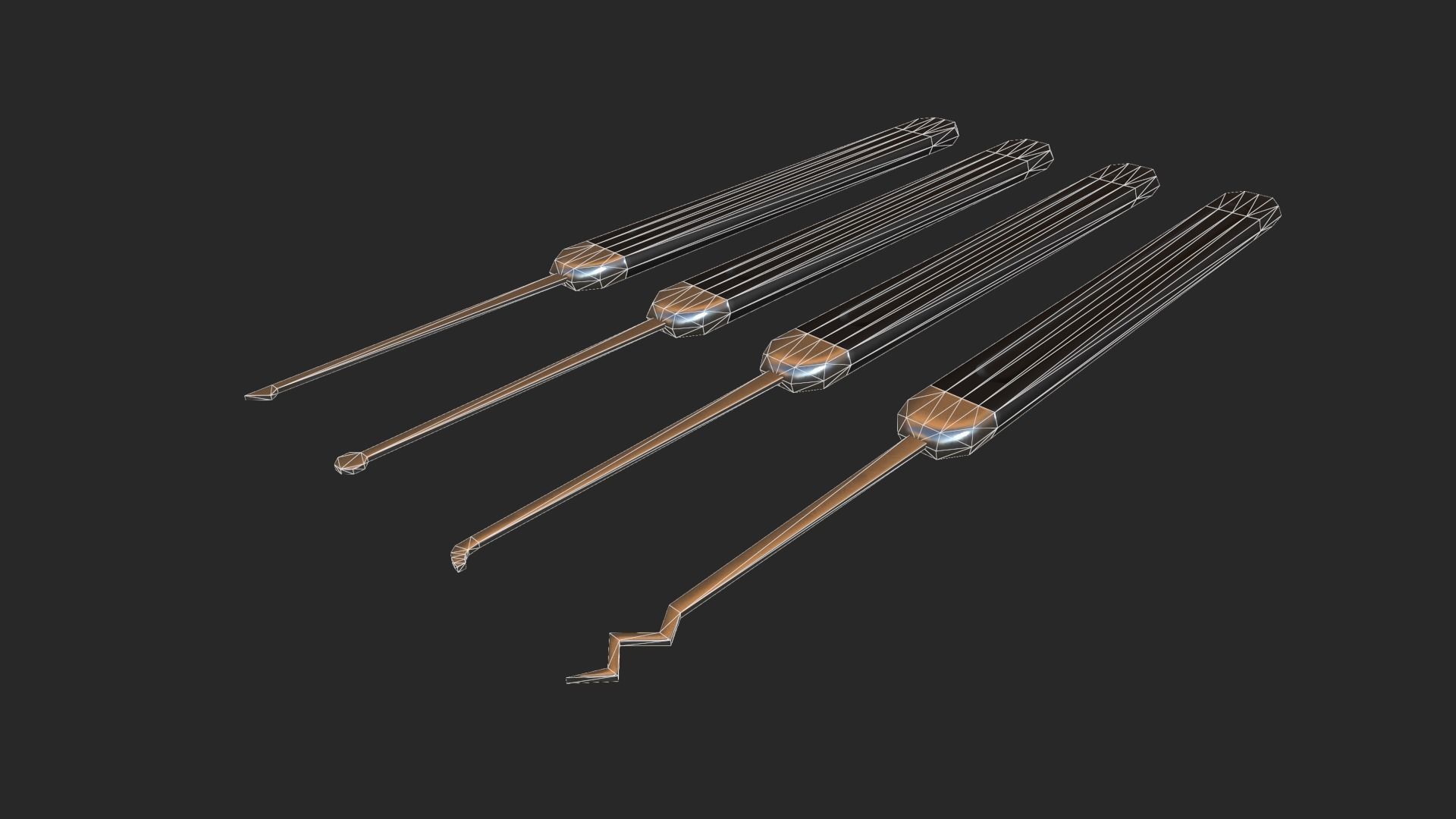Lockpick set - PBR - lowpoly of tools Low-poly 3D model_2