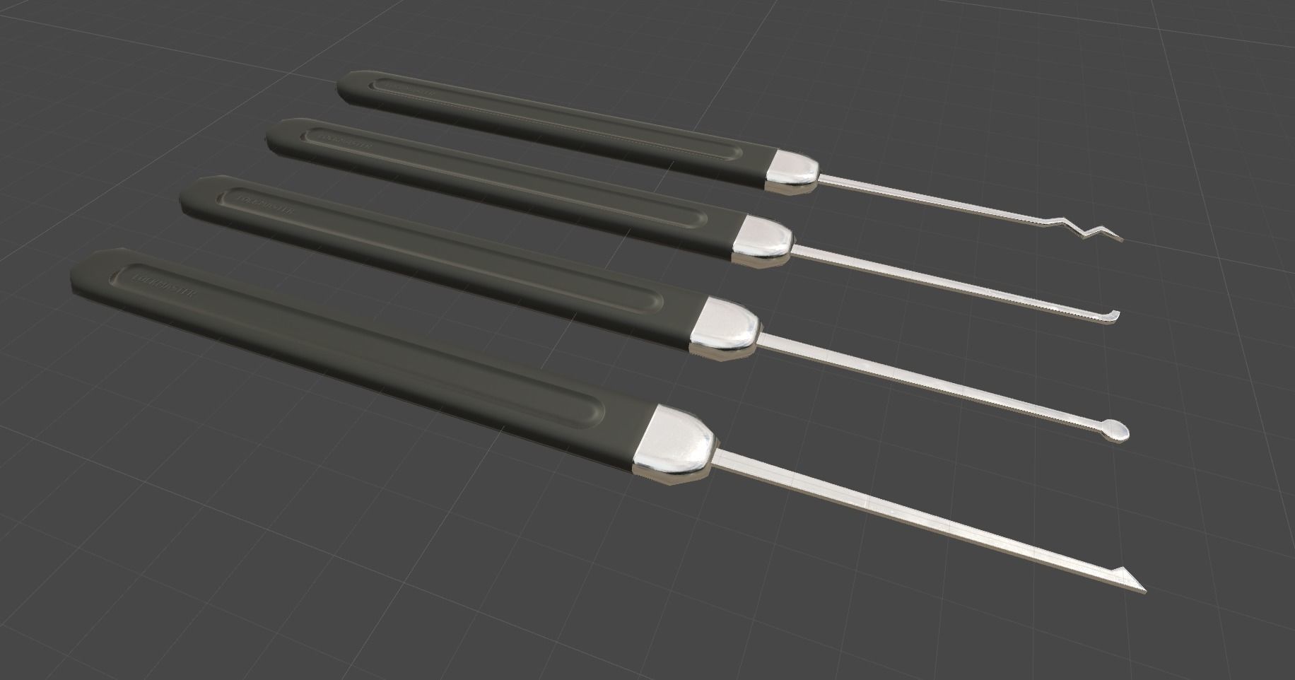 Lockpick set - PBR - lowpoly of tools Low-poly 3D model_5