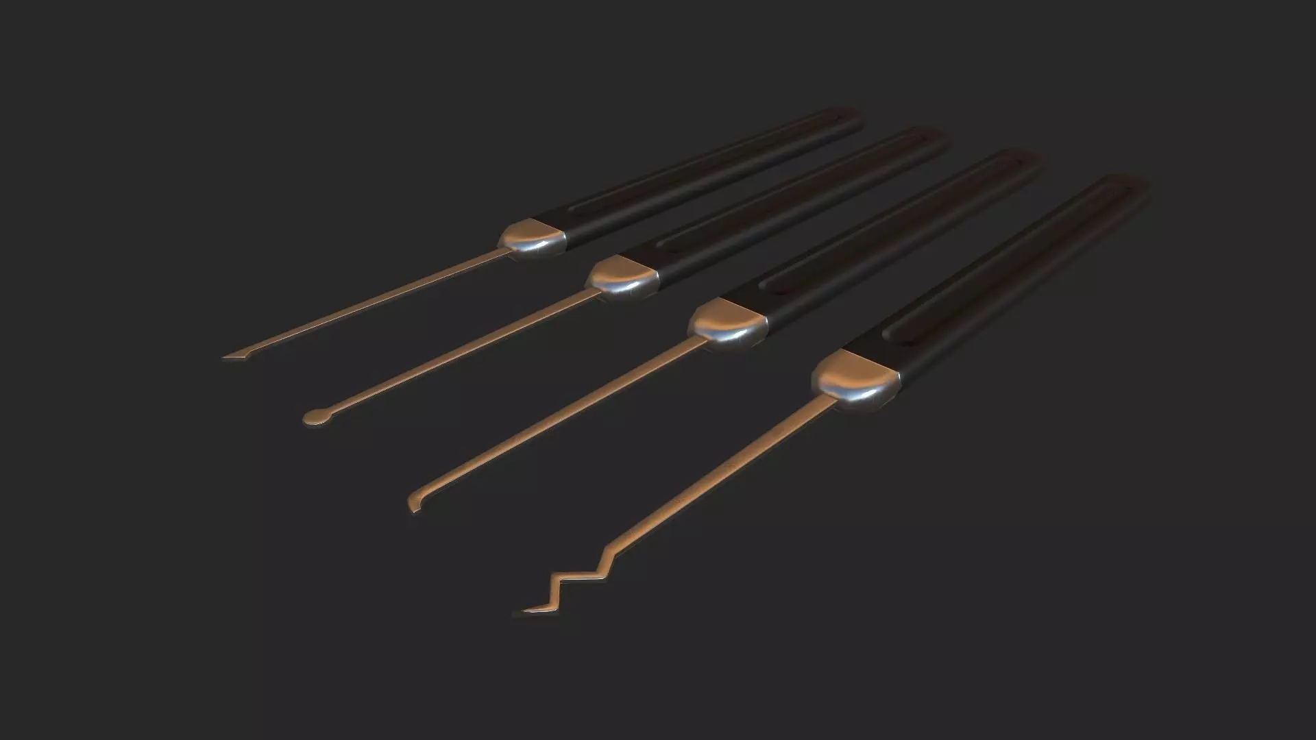 Lockpick set - PBR - lowpoly of tools Low-poly 3D model_0