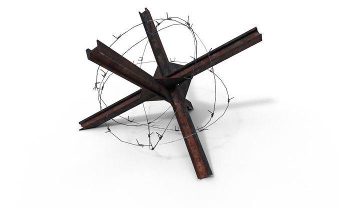 antitank hedgehog spines PBR Low-poly 3D model