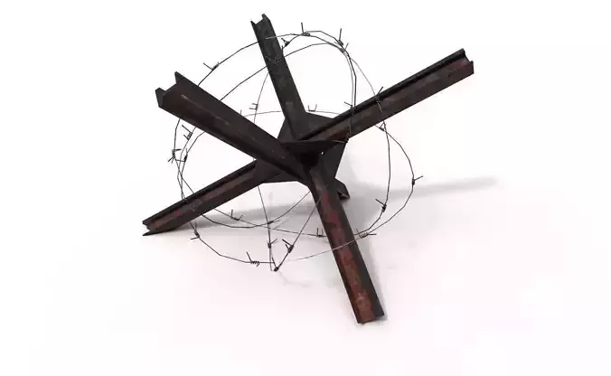 antitank hedgehog spines PBR Low-poly 3D model
