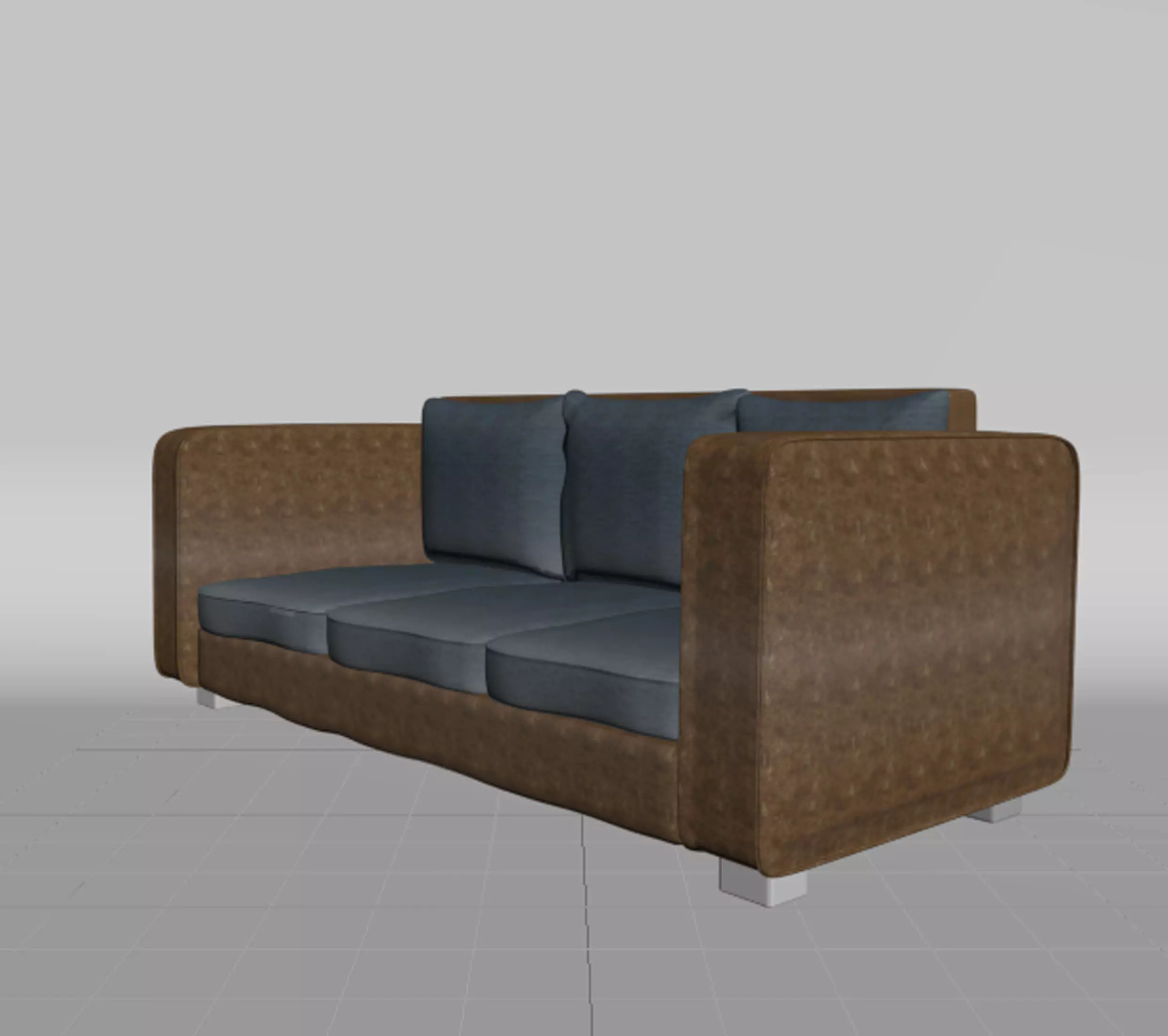 modern leather sofa Low-poly 3D model_0