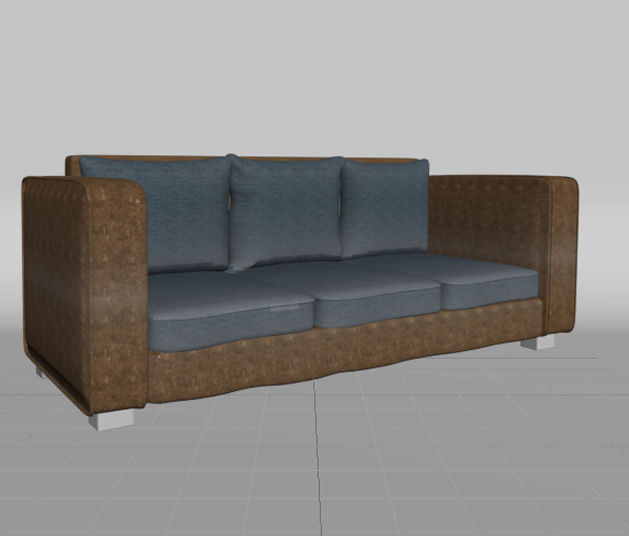 modern leather sofa Low-poly 3D model_1