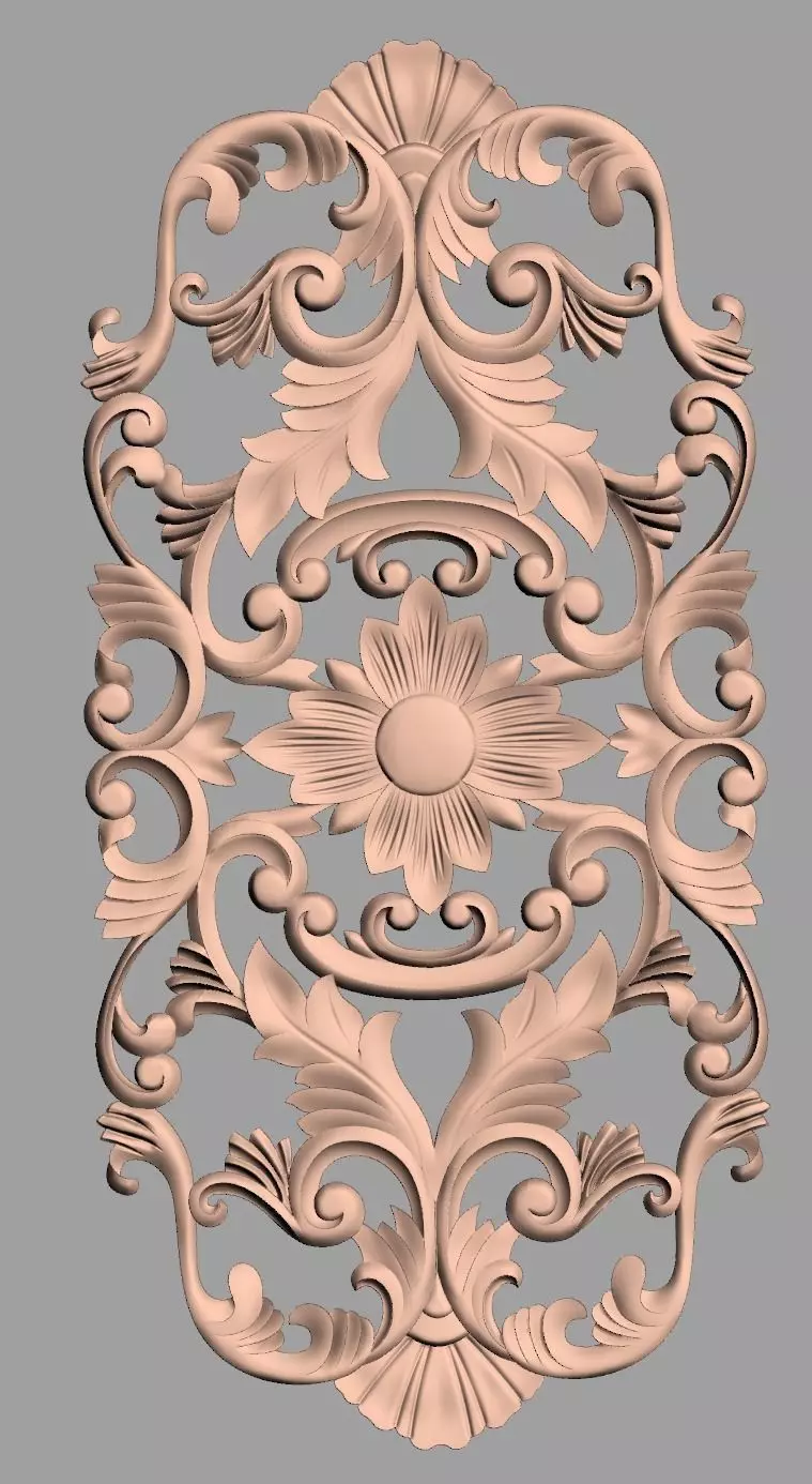 Door flower 3D relief STL Model for CNC woodworking carving E279 3D model_0