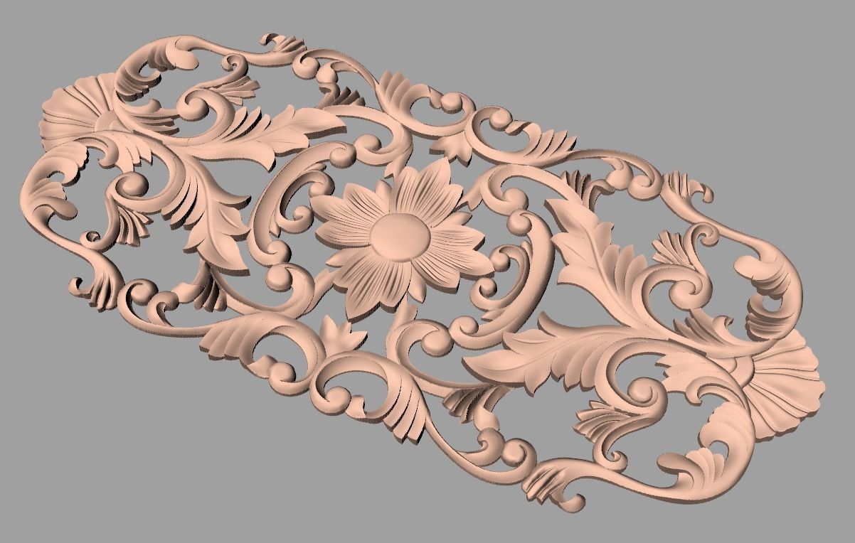 Door flower 3D relief STL Model for CNC woodworking carving E279 3D model_1