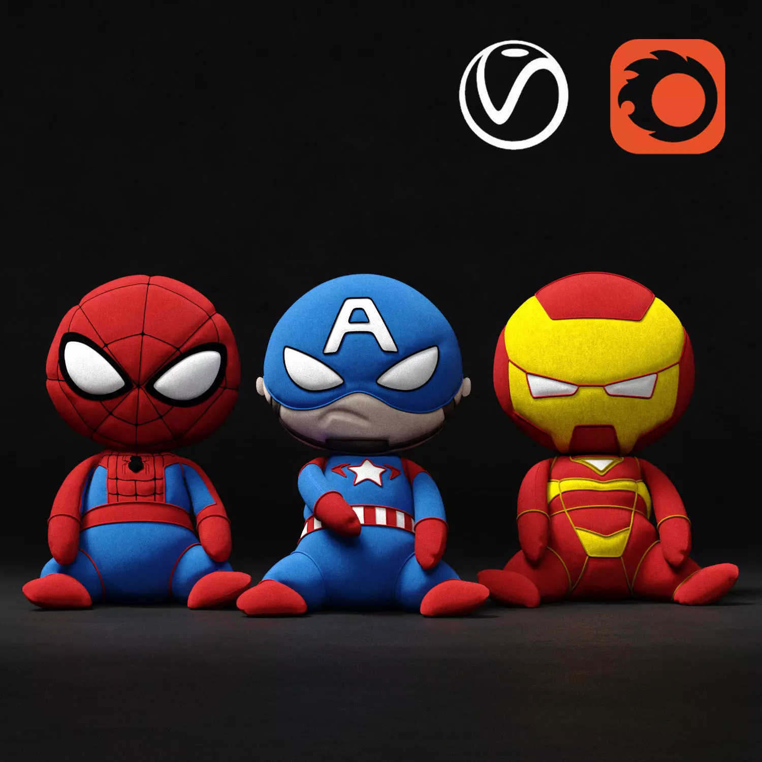 Marvel soft toys superheroes 3D model