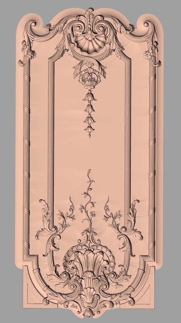 Door flower 3D relief STL Model for CNC woodworking carving E292 3D model_1