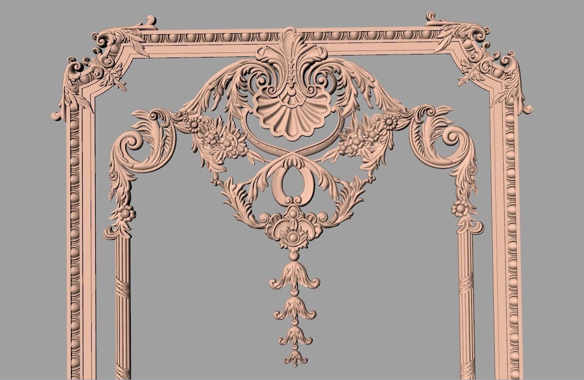 Door flower 3D relief STL Model for CNC woodworking carving E300 3D model_1