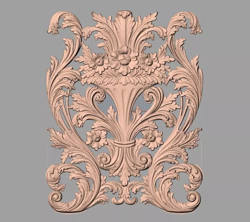 Door flower 3D relief STL Model for CNC woodworking carving E302 3D model_0