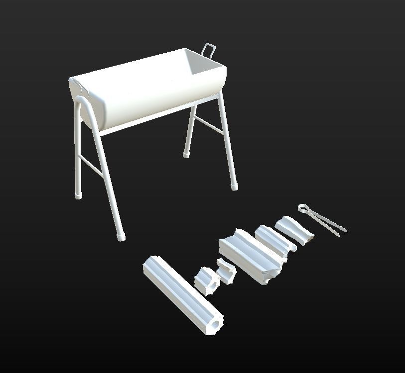 HIE Game Ready Grill Set D180302 Low-poly 3D model_4