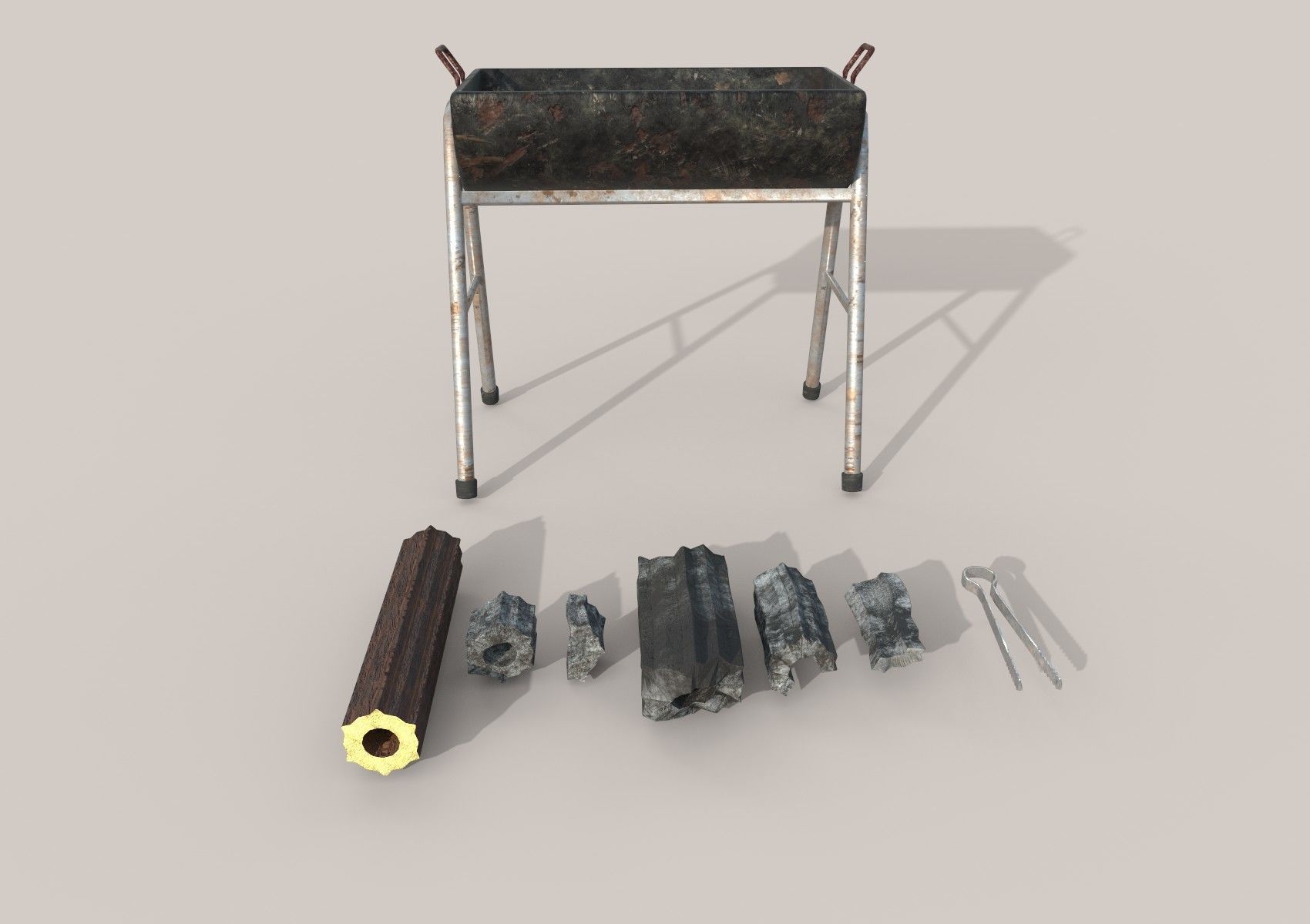 HIE Game Ready Grill Set D180302 Low-poly 3D model_1