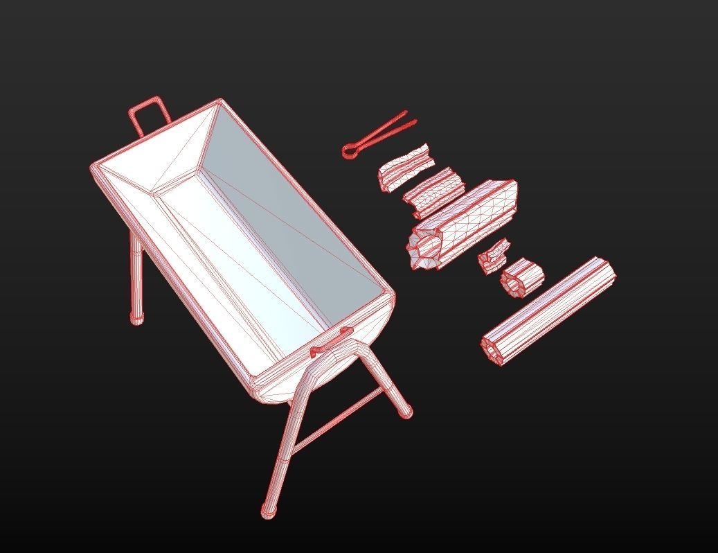 HIE Game Ready Grill Set D180302 Low-poly 3D model_9