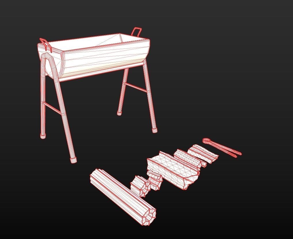 HIE Game Ready Grill Set D180302 Low-poly 3D model_8