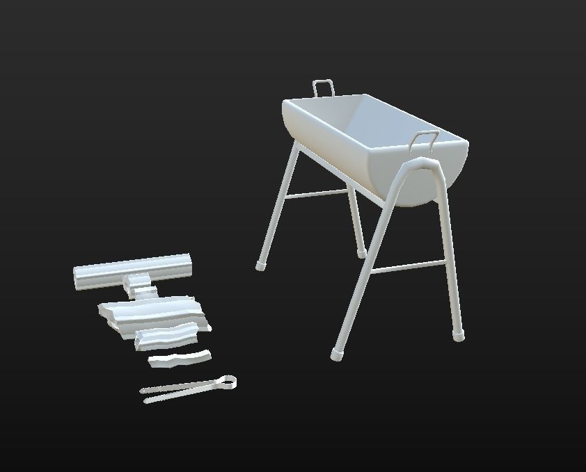 HIE Game Ready Grill Set D180302 Low-poly 3D model_3
