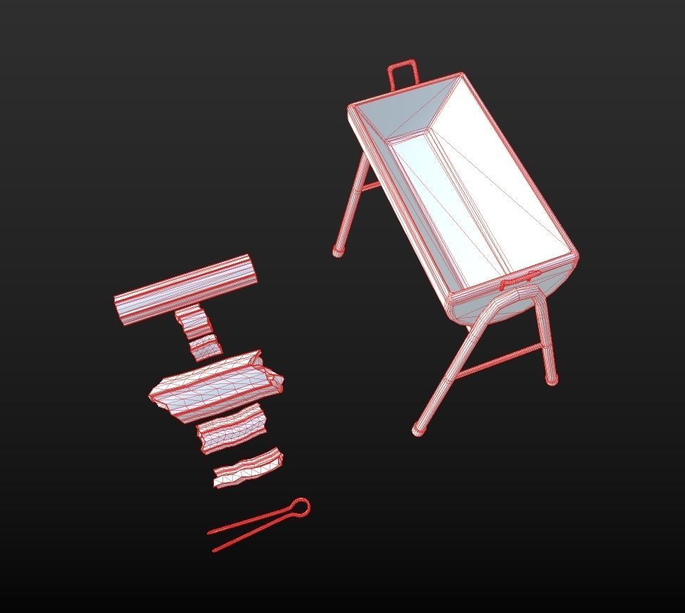 HIE Game Ready Grill Set D180302 Low-poly 3D model_7
