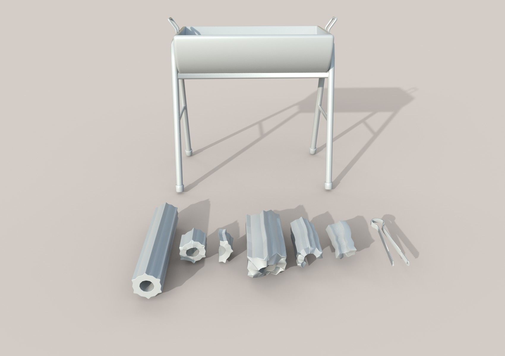HIE Game Ready Grill Set D180302 Low-poly 3D model_2