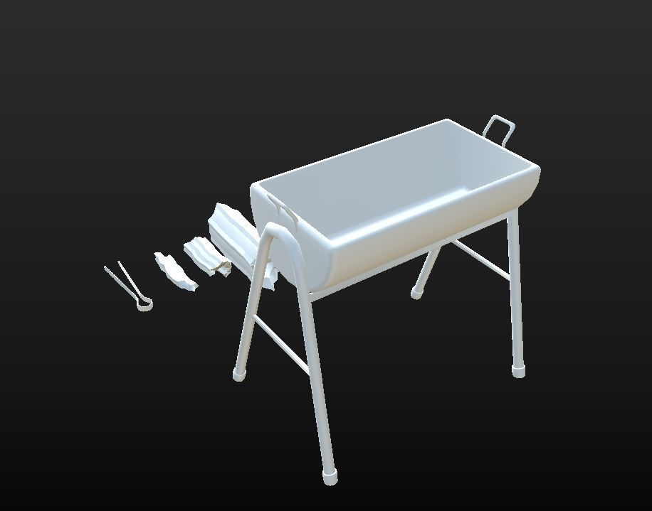 HIE Game Ready Grill Set D180302 Low-poly 3D model_6