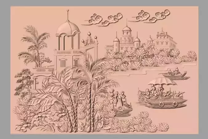 Door flower 3D relief STL Model for CNC woodworking carving E318