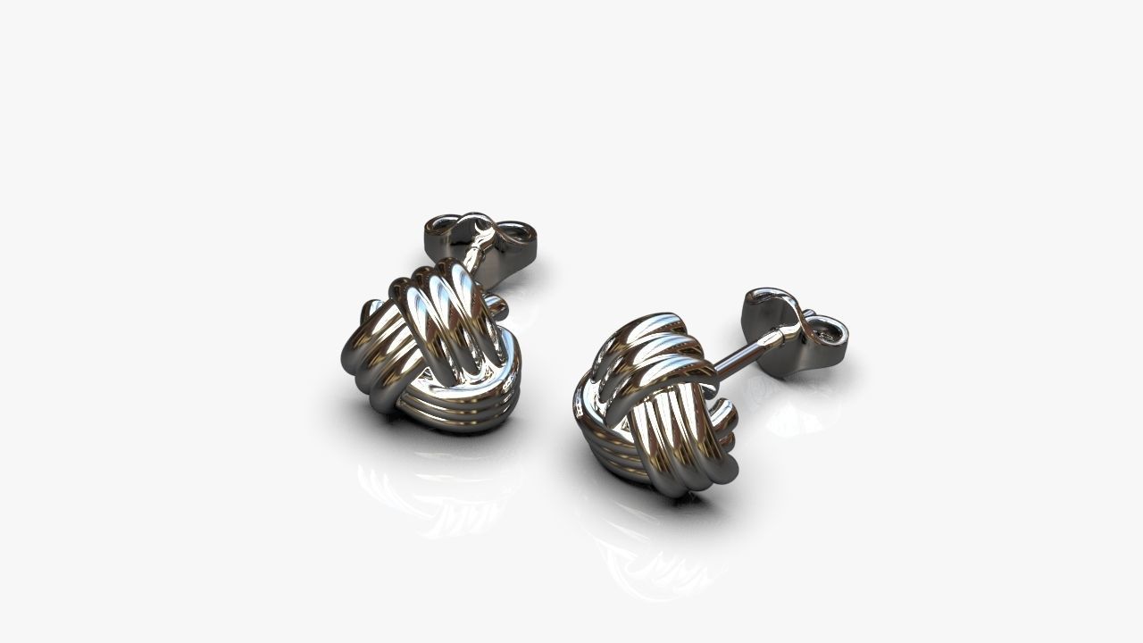 Knot earrings 3D print model_3