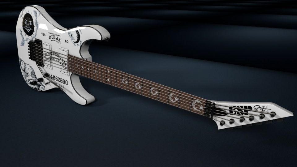 Kirk Hammett - EPS Ouija Guitar White 3D model_2