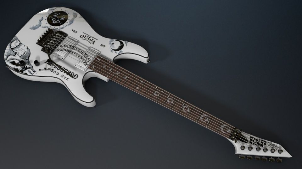 Kirk Hammett - EPS Ouija Guitar White 3D model_1