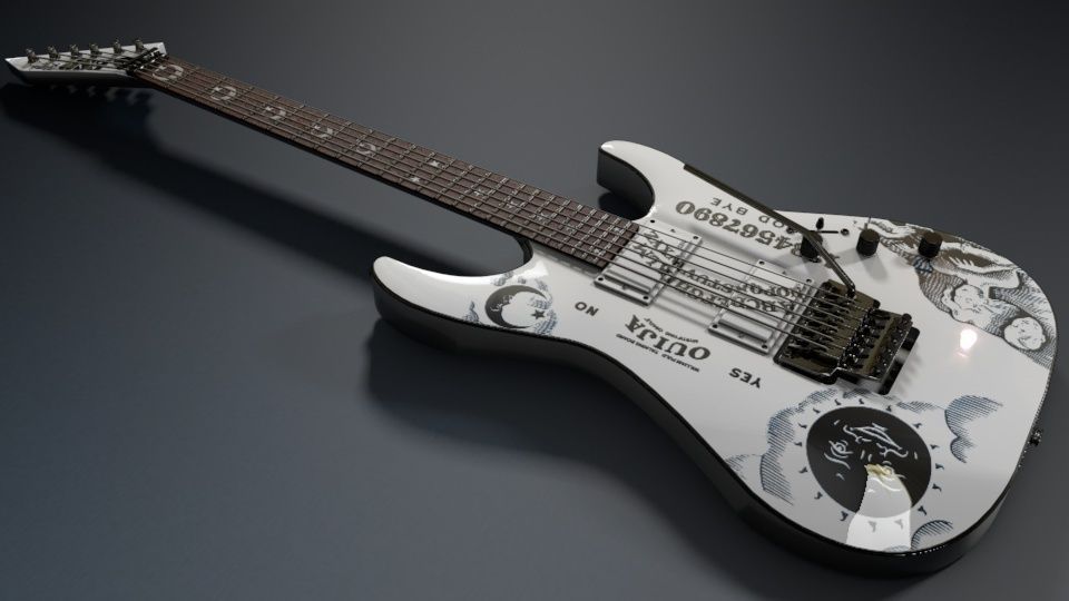 Kirk Hammett - EPS Ouija Guitar White 3D model_3