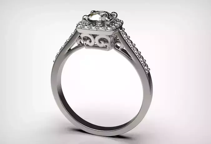 Cushion Halo 05 Cts Center Diamond Ring