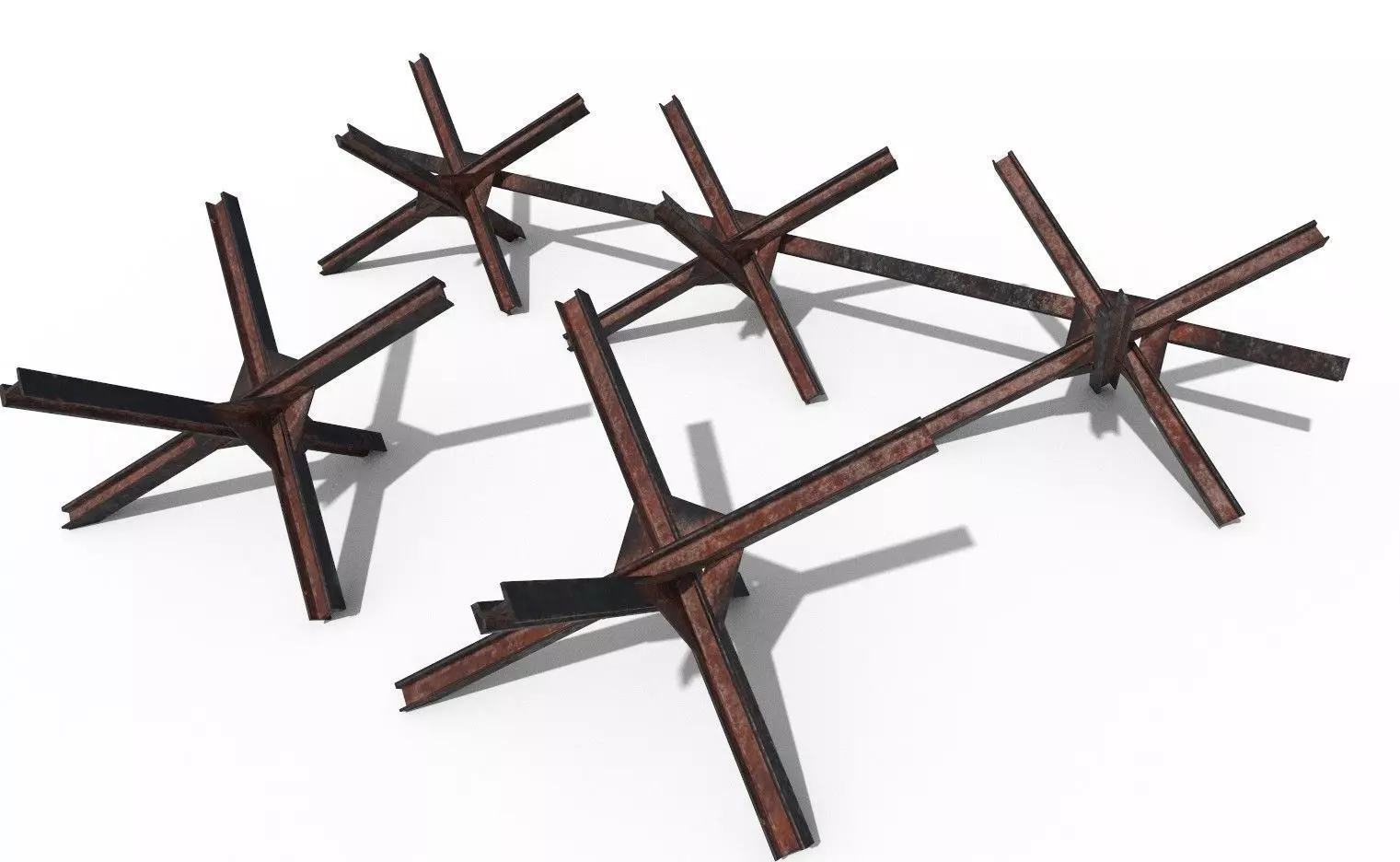 anti-tank Hedgehog set PBR Low-poly 3D model